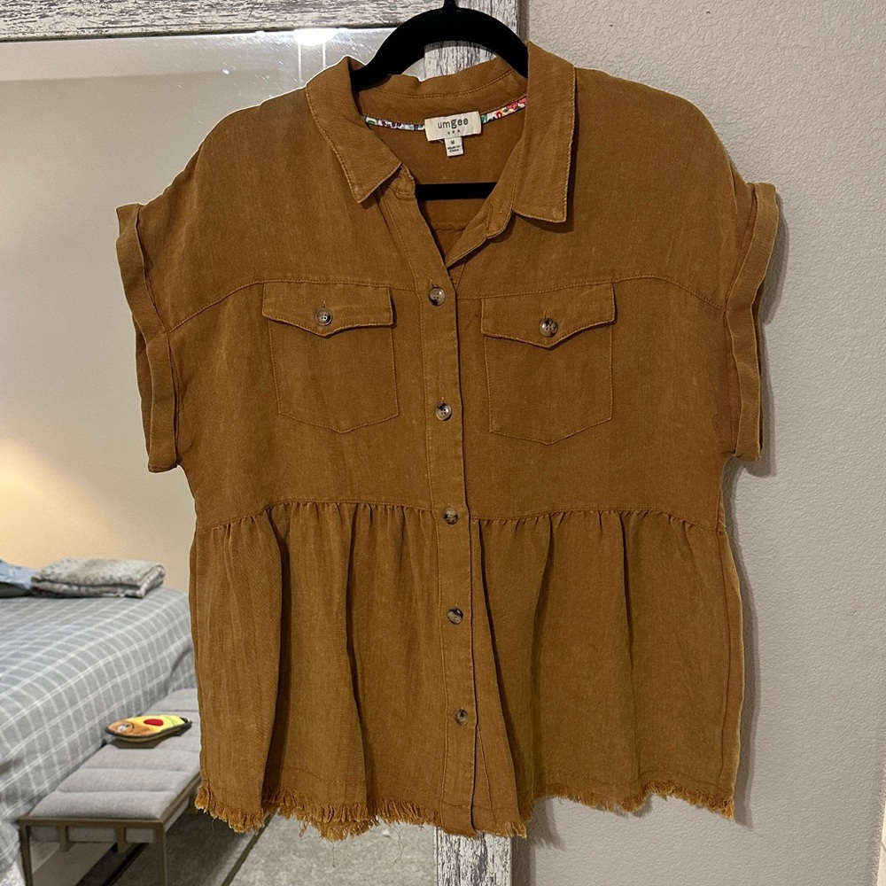 Umgee Tan Button-Down Shirt
